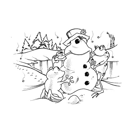 Zweite Chance - Franie and Fay Frog Making a Snow Frog