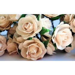 5 Lovely Ivory Roses, 40mm