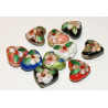 Cloisonne - Heart Beads, 5 pcs.