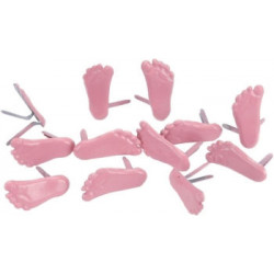 12 Baby Feet Brads - Pink