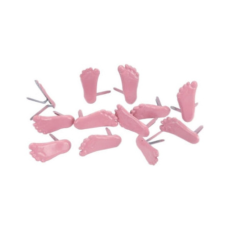 12 Baby Feet Brads - Pink