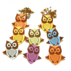 12 Owl Brads - Pastel