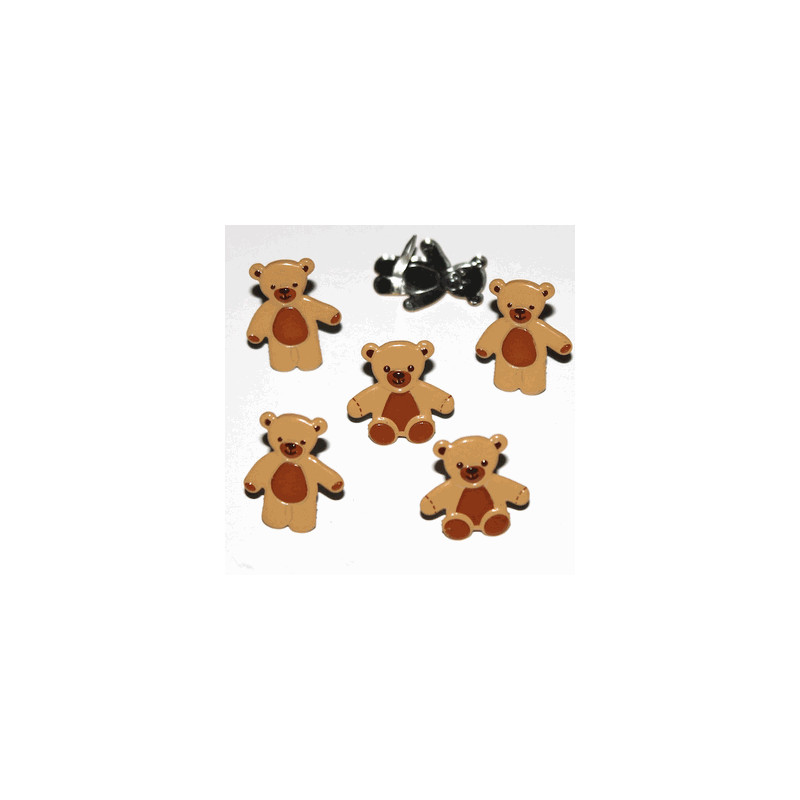 12 Teddy Bear Brads - Brown