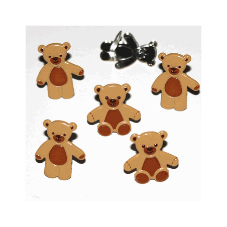 12 Teddy Bear Brads - Brown