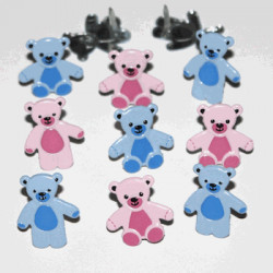 12 Teddy Bear Brads - Pink & Blue