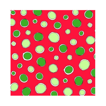 Polka Dots - Green on Red