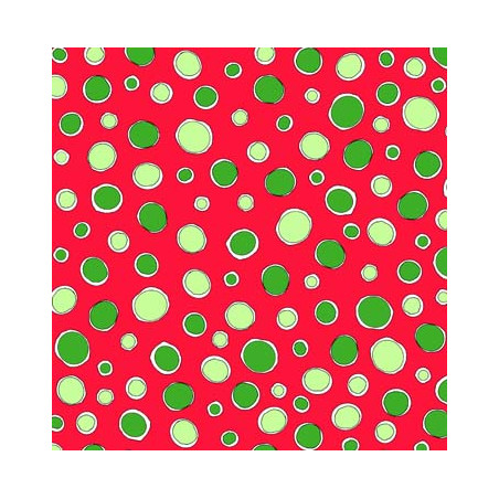 Polka Dots Small - Green on Red