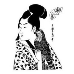 Set: Geisha mit Vogel